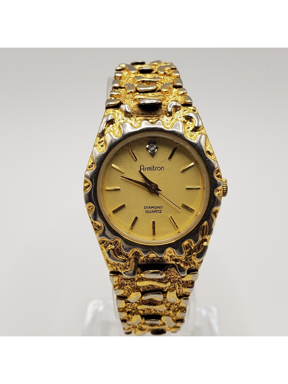 Armitron Gold Nugget Style Watch Women 24mm New Battery